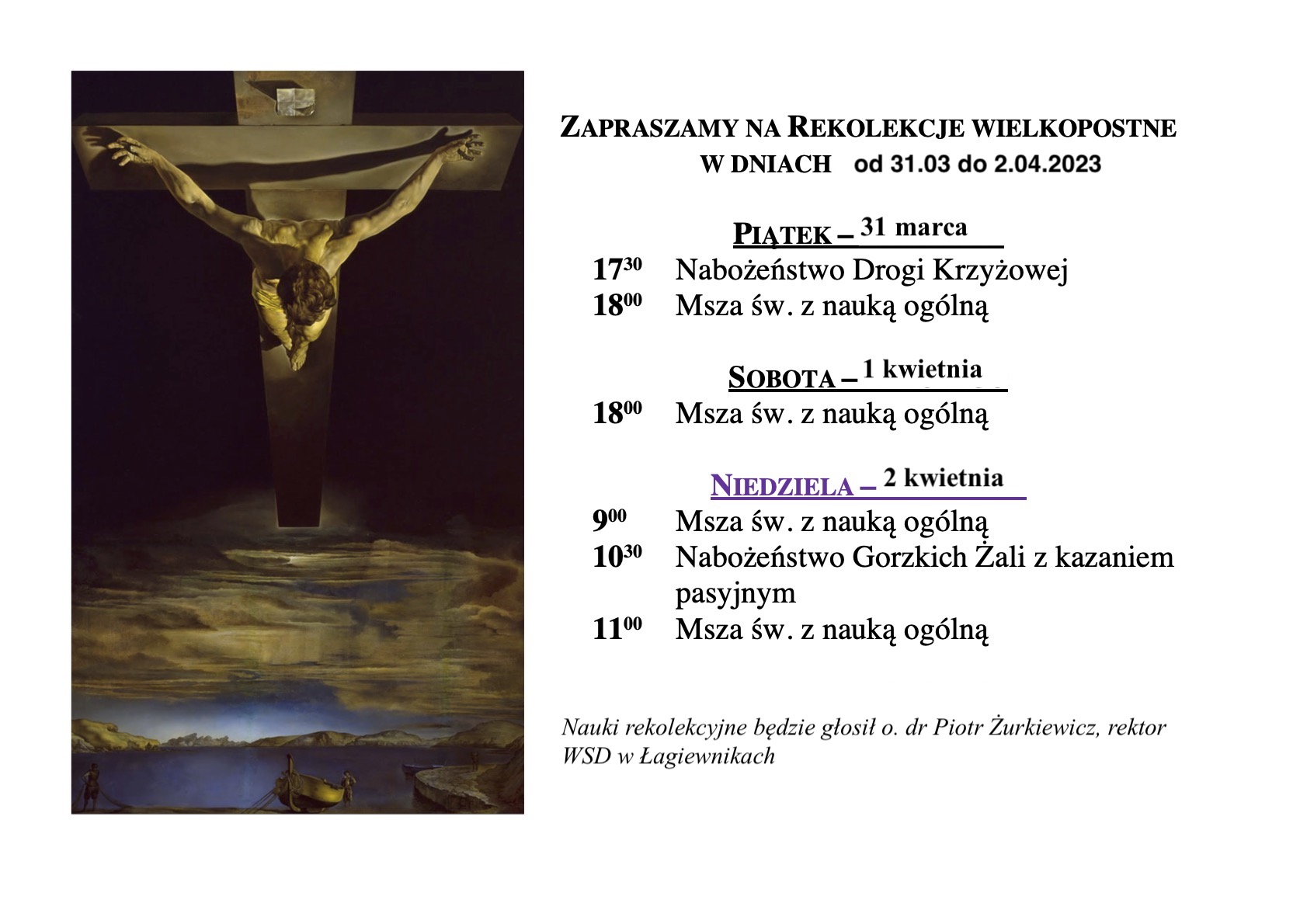 Zapraszamy na rekolekcje Wielkopostne